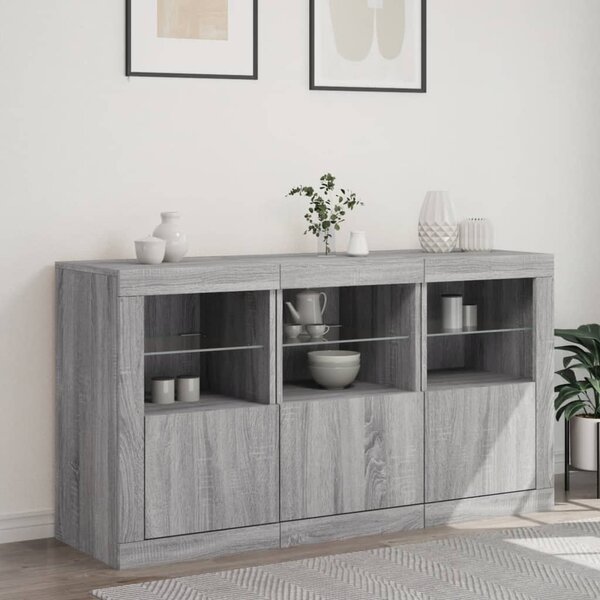 Příborník s LED osvětlením šedý sonoma 123 x 37 x 67 cm 3209063