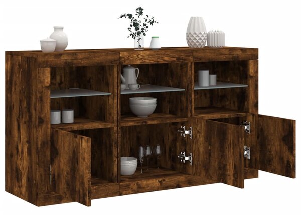 Příborník s LED osvětlením kouřový dub 123 x 37 x 67 cm 3209062