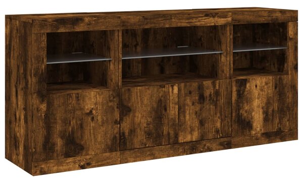 Příborník s LED osvětlením kouřový dub 142,5 x 37 x 67 cm 3209069