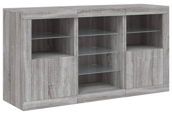 Příborník s LED osvětlením šedý sonoma 123 x 37 x 67 cm 3209084