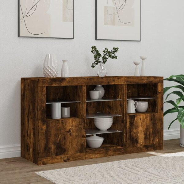 Příborník s LED osvětlením kouřový dub 123 x 37 x 67 cm 3209083