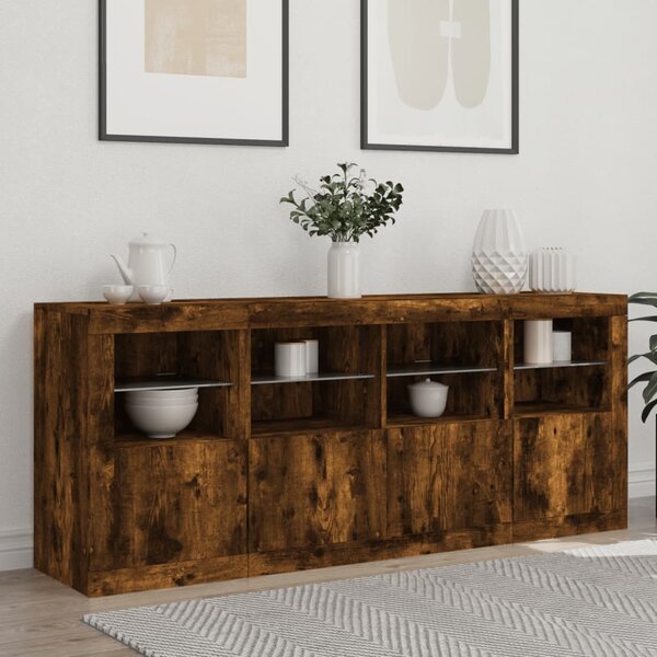 Příborník s LED osvětlením kouřový dub 163 x 37 x 67 cm 3209076