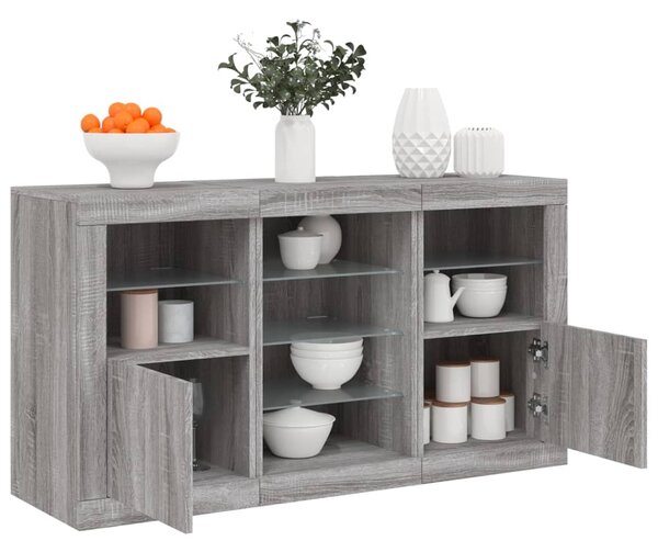 Příborník s LED osvětlením šedý sonoma 123 x 37 x 67 cm 3209084