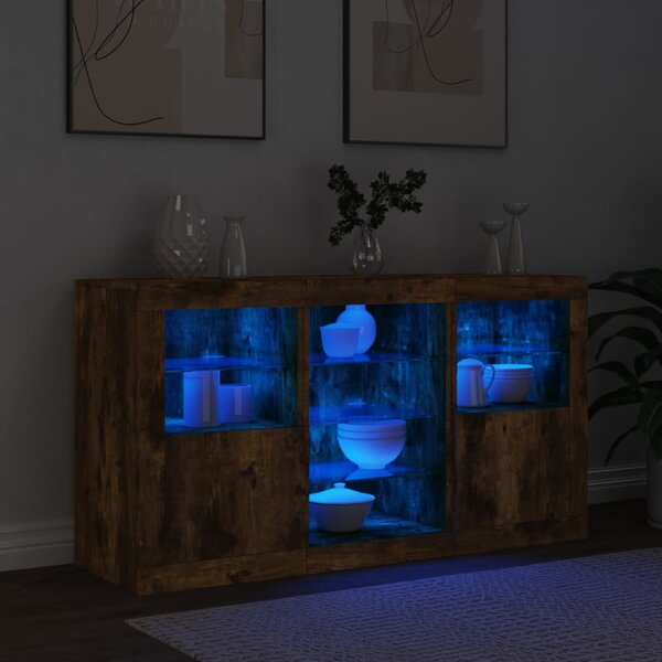 Příborník s LED osvětlením kouřový dub 123 x 37 x 67 cm 3209083