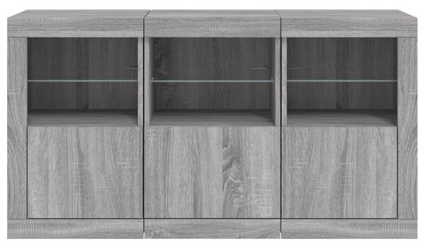 Příborník s LED osvětlením šedý sonoma 123 x 37 x 67 cm 3209063