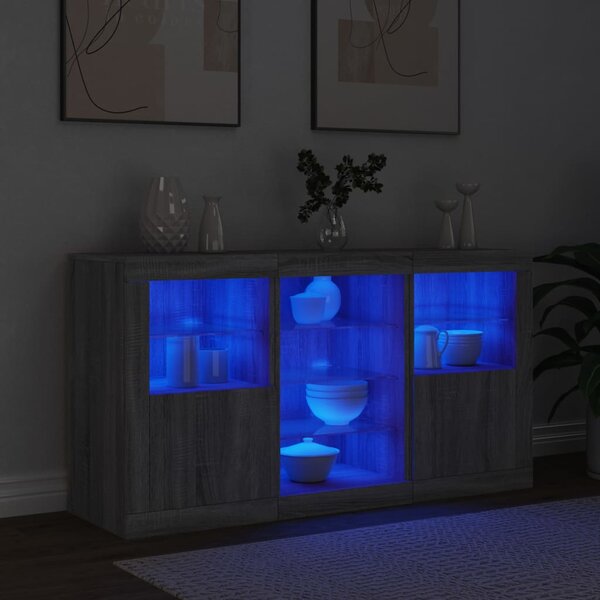 Příborník s LED osvětlením šedý sonoma 123 x 37 x 67 cm 3209084