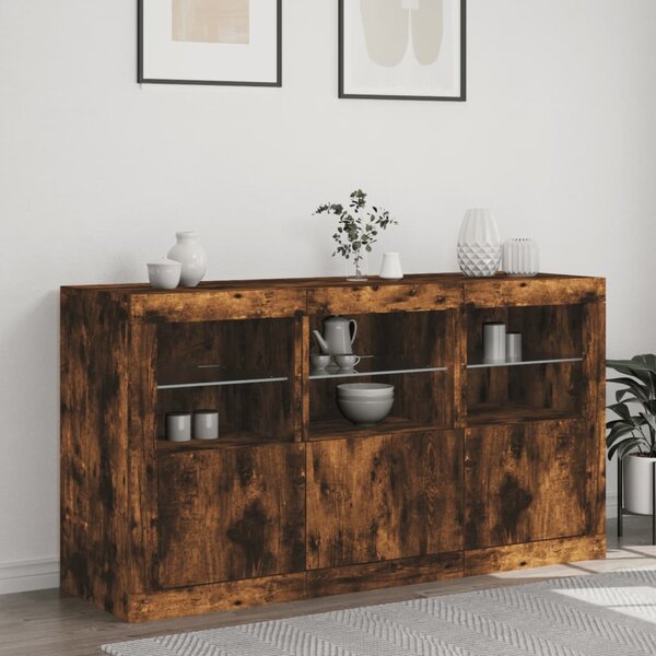 Příborník s LED osvětlením kouřový dub 123 x 37 x 67 cm 3209062