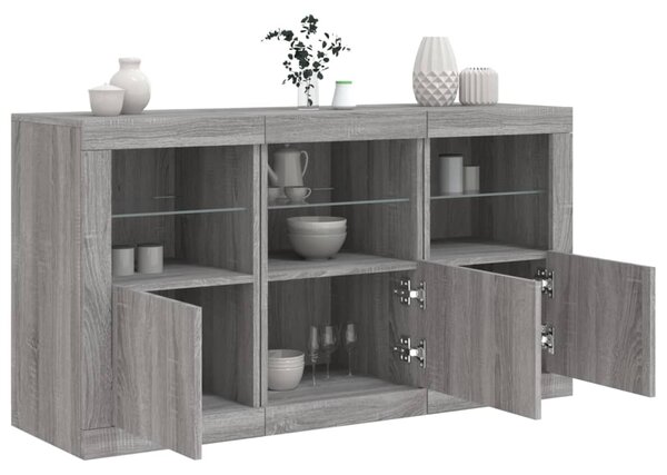 Příborník s LED osvětlením šedý sonoma 123 x 37 x 67 cm 3209063
