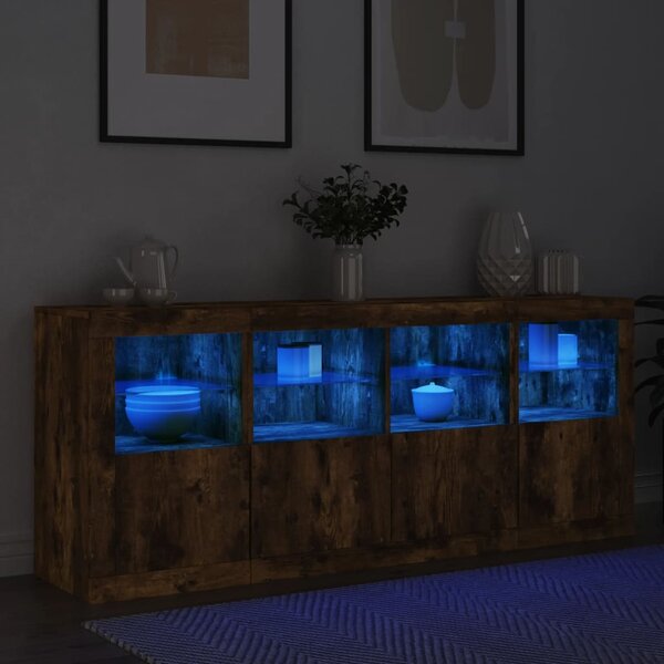 Příborník s LED osvětlením kouřový dub 163 x 37 x 67 cm 3209076