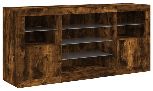 Příborník s LED osvětlením kouřový dub 142,5 x 37 x 67 cm 3209090