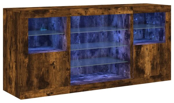 Příborník s LED osvětlením kouřový dub 142,5 x 37 x 67 cm 3209090