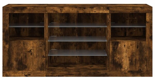 Příborník s LED osvětlením kouřový dub 142,5 x 37 x 67 cm 3209090