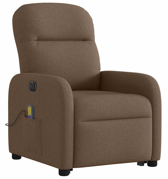 Elektrické zvedací masážní polohovací křeslo hnědé textil 3303006