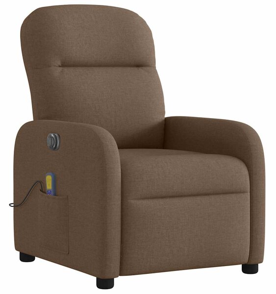 Elektrické masážní polohovací křeslo hnědé textil 3302966