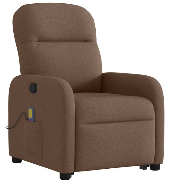 Zvedací masážní polohovací křeslo hnědé textil 3302986
