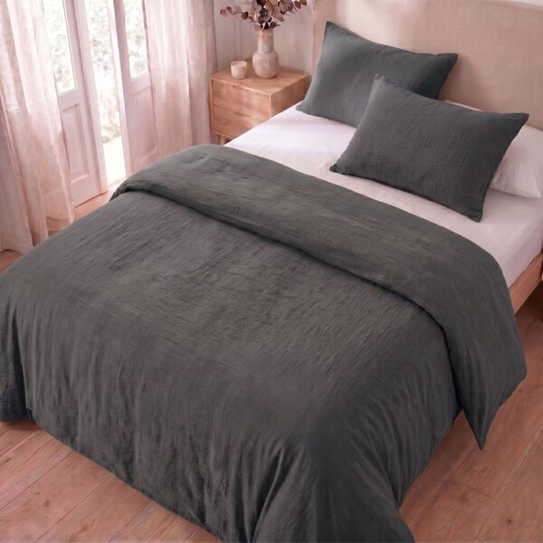 Mušelínové povlečení tmavě šedé