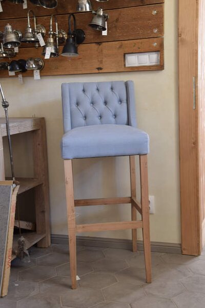 Barová židle DT45 Barva nohou: Blanc, Sametové čalounění: Blue