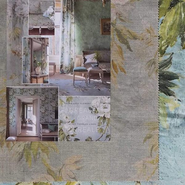 Anglická dekorační látka od Designers Guild Floreale Grande Celadon