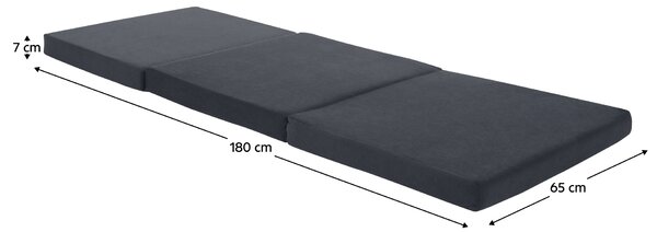 KONDELA Skládací matrace, pěnový, 65x180, šedá, LEVI 65