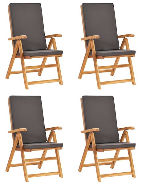 5dílný zahradní jídelní set s šedými poduškami masivní teak 3059529