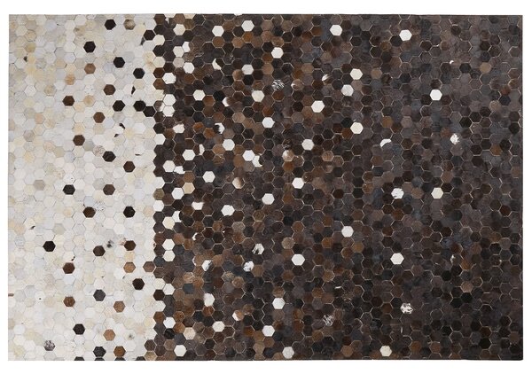 Kožený patchworkový koberec 160 x 230 cm hnědočerný EYIM