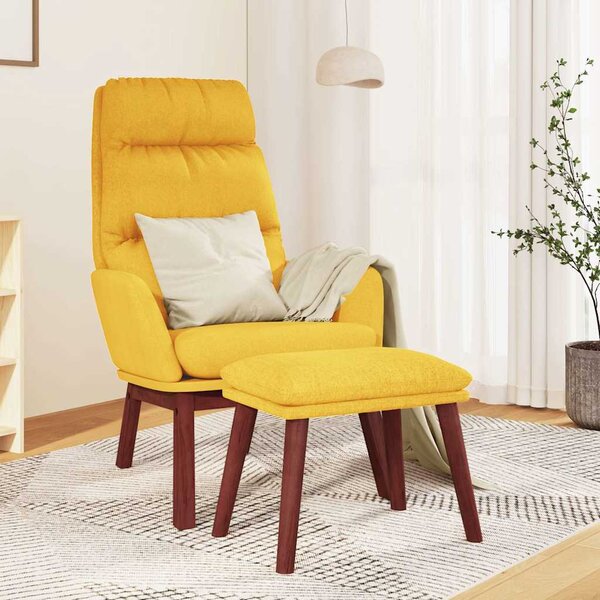 Relaxační křeslo se stoličkou hořčicově žluté textil 3097570
