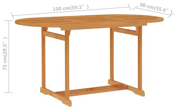 Zahradní stůl 150 x 90 x 75 cm masivní teakové dřevo 315102