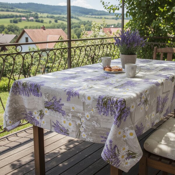 Bavlněný ubrus Levandule s kopretinami Barva Fialová Rozměry 40x100 cm