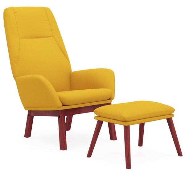 Relaxační křeslo s podnožkou hořčicově žluté textil 3097878