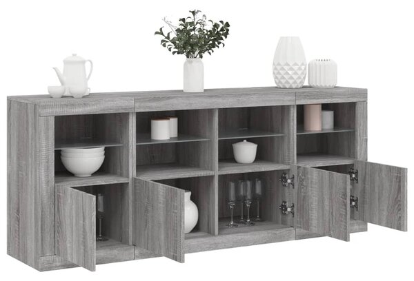 Příborník s LED osvětlením šedý sonoma 163 x 37 x 67 cm 3209077