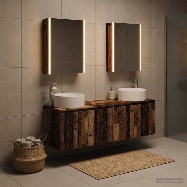 Sada koupelnových skříněk 5 ks Staré dřevo Kompozitní dřevo 3406573