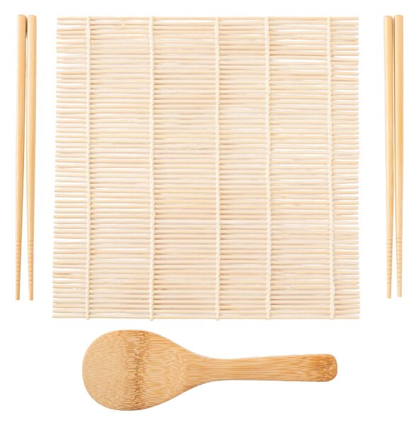 Sada na výrobu sushi KitchenCraft World of Flavours, 4 ks, bambusová podložka 23 × 24,5 cm WFSUSHIMAT4PC
