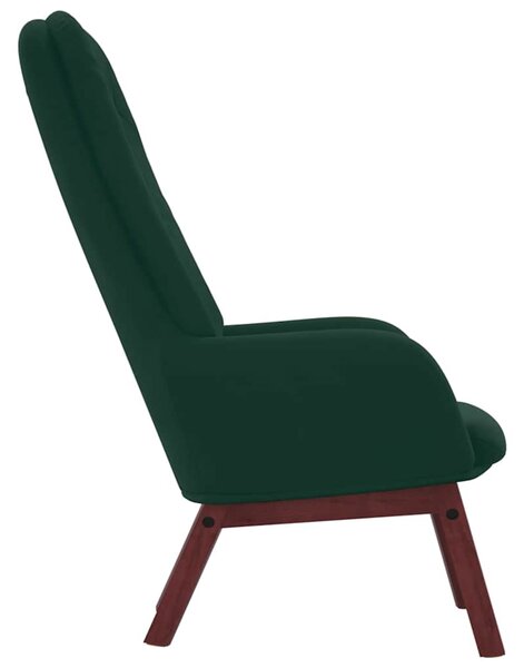 Relaxační křeslo tmavě zelené samet 341220