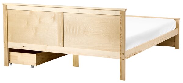 Postel se 2 zásuvkami Borovicové dřevo DAUPHIN 160 x 200 cm Světle hnědá