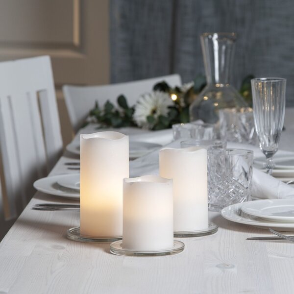 Voskové LED svíčky s ovladačem White – set 3 ks
