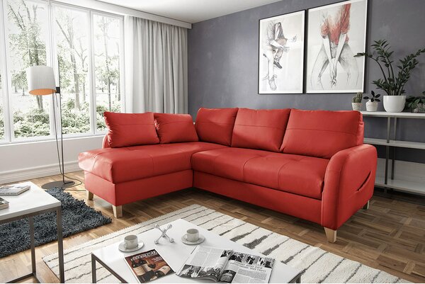ROHOVÁ SEDAČKA, textil, kůže, červená Livetastic - Sedací soupravy, Online Only
