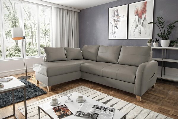 ROHOVÁ SEDAČKA, textil, kůže, jílová barva Livetastic - Sedací soupravy, Online Only