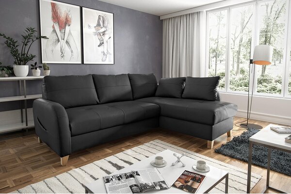 ROHOVÁ SEDAČKA, textil, kůže, černá Livetastic - Sedací soupravy, Online Only