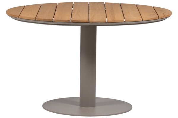 WOOOD Dřevěný zahradní stůl Vela ø 122 cm s béžovou kovovou podnoží