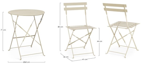 Bizzotto Krémový skládací zahradní set stolu a dvou židlí Austin