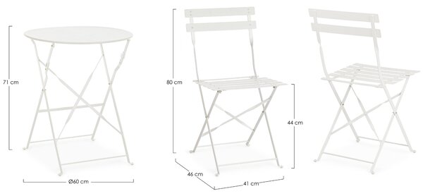 Bizzotto Bílý skládací zahradní set stolu a dvou židlí Austin