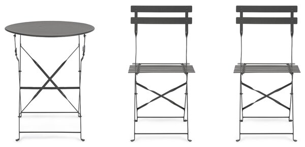 Bizzotto Antracitový skládací zahradní set stolu a dvou židlí Austin