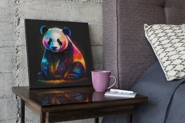 Obraz na plátně - barevná Panda FeelHappy.cz Rozměr (Šířka/Výška): 40 x 40 cm