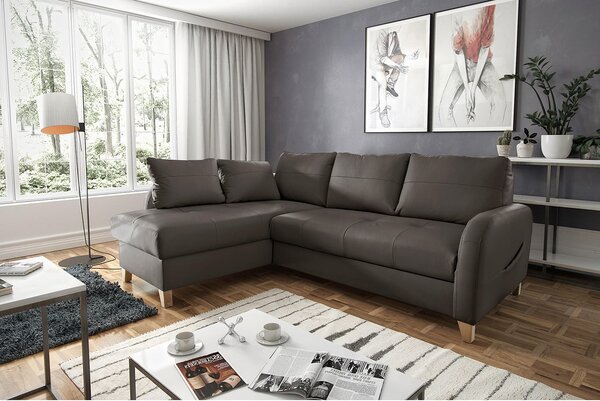 ROHOVÁ SEDAČKA, textil, kůže, tmavě hnědá Livetastic - Sedací soupravy, Online Only