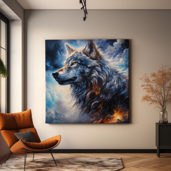 Obraz na plátně - Vlk, Vlčí sen, Makro portrét, Králové divočiny FeelHappy.cz Rozměr (Šířka/Výška): 40 x 40 cm