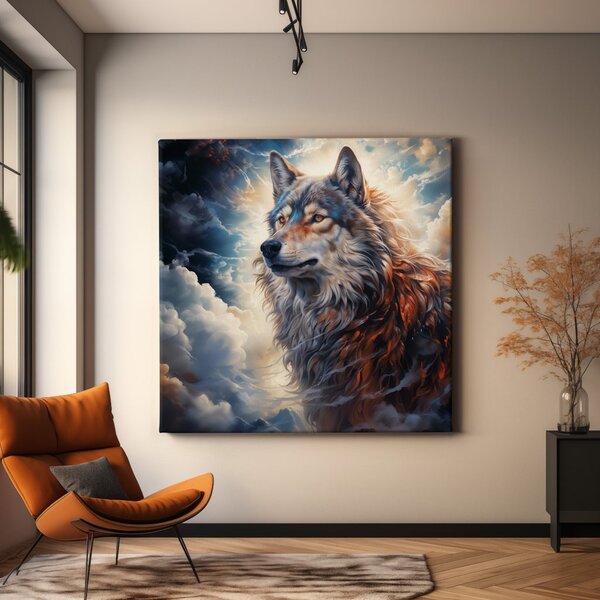 Obraz na plátně - Vlk, Nebeská pouť, Králové divočiny FeelHappy.cz Rozměr (Šířka/Výška): 40 x 40 cm