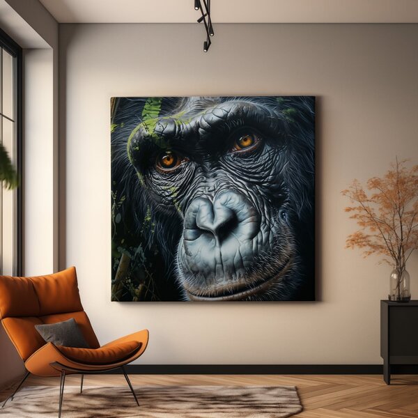 Obraz na plátně - Gorila, Přítel z džungle, Makro portrét, Králové divočiny FeelHappy.cz Rozměr (Šířka/Výška): 40 x 40 cm