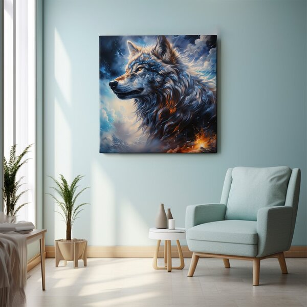 Obraz na plátně - Vlk, Vlčí sen, Makro portrét, Králové divočiny FeelHappy.cz Rozměr (Šířka/Výška): 40 x 40 cm