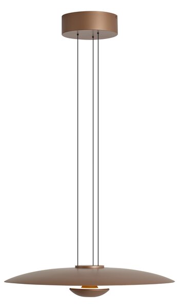 Moderní závěsná lampa bronzová s ořechovým dřevem vč. stmívatelné LED - Smith