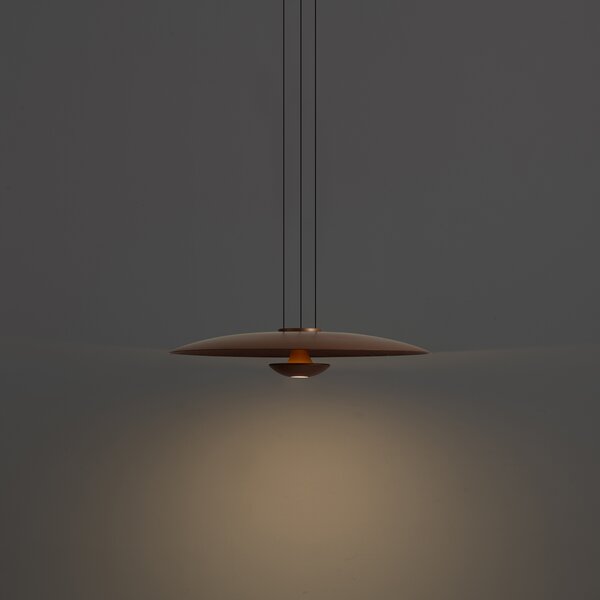Moderní závěsná lampa bronzová s ořechovým dřevem vč. stmívatelné LED - Smith